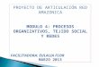 PROYECTO DE ARTICULACIÓN RED AMAZONICA MODULO 4: PROCESOS ORGANIZATIVOS, TEJIDO SOCIAL Y REDES FACILITADORA: EULALIA FLOR MARZO 2013