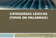 CATEGORÍAS LÉXICAS (TIPOS DE PALABRAS) CURSO DE COMPRENSIÓN DE LECTURA CELE-UNAM
