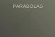 PARÁBOLAS. PARÁBOLA La parábola es el lugar geométrico de los puntos del plano equidistan de un punto fijo llamado foco y de una recta fija llamada directriz