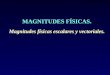 MAGNITUDES FÍSICAS. Magnitudes f í sicas escalares y vectoriales