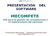 PRESENTACIÓNDEL SOFTWARE MECOMPETE Util para la gestión de competencias y el mejoramiento del personal. Presentación Mecompete Derechos Reservados 2011