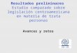 Resultados preliminares Estudio comparado sobre legislación centroamericana en materia de trata personas Avances y retos