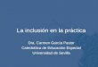 La inclusión en la práctica Dra. Carmen García Pastor Catedrática de Educación Especial Universidad de Sevilla