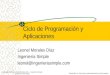 Ciclo de Programación y Aplicaciones Leonel Morales Díaz Ingeniería Simple leonel@ingenieriasimple.com Disponible en: 