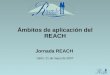 Jornada REACH Gijón, 21 de mayo de 2007 Ámbitos de aplicación del REACH