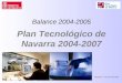 Balance 2004-2005 Plan Tecnológico de Navarra 2004-2007 Pamplona, 17 de enero de 2006