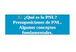 2.- ¿Qué es la PNL? Presuposiciones de PNL. Algunos conceptos fundamentales