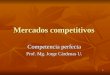 1 Mercados competitivos Competencia perfecta Prof. Mg. Jorge Cárdenas U