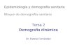 Epidemiología y demografía sanitaria Bloque de demografía sanitaria Tema 2 Demografía dinámica Dr. Esteve Fernández
