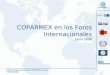 1 Informe sobre la participación COPARMEX en foros internacionales COPARMEX en los Foros Internacionales Junio 2008