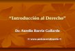 Introducci³n al Derecho Dr. Aurelio Barrio Gallardo ©   © ©   ©