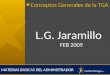Conceptos Generales de la TGA MATERIAS BASICAS DEL ADMINISTRADOR L.G. Jaramillo FEB 2009