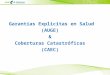 1 Garantías Explicitas en Salud (AUGE) & Coberturas Catastróficas (CAEC)
