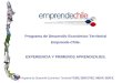 Programa de Desarrollo Económico Territorial FOSIS, SERCOTEC, INDAP, SENCE Programa de Desarrollo Económico Territorial Emprende-Chile. EXPERIENCIA Y PRIMEROS