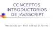 CONCEPTOS INTRODUCTORIOS DE JAVASCRIPT Preparado por: Prof. Nelliud D. Torres