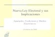 Nueva Ley Electoral y sus Implicaciones Apartados: Coaliciones y Medios Electrónicos 18 febrero de 2008