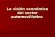 La visión económica del sector automovilístico. Datos básicos del sector automovilístico en España Tuvo su despegue en los años sesenta y setenta Tuvo