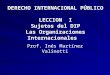 DERECHO INTERNACIONAL PÚBLICO LECCION I Sujetos del DIP Las Organizaciones Internacionales Prof. Inés Martínez Valinotti