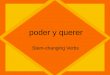 Poder y querer Stem-changing Verbs. pueden puedes puede podemos podéis puedo Yo ________ hablar un poco de español ahora