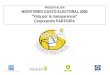 PRESENTACIÓN MONITOREO GASTO ELECTORAL 2005 “Vota por la transparencia” Corporación PARTICIPA