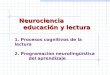 Neurociencia educación y lectura Neurociencia educación y lectura 1. Procesos cognitivos de la lectura 2. Programación neurolingüística del aprendizaje