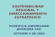 SOSTENIBILIDAD REGIONAL Y DIRECCIONAMIENTO ESTRATEGICO PONTIFICIA UNIVERSIDAD JAVERIANA CALI OCTUBRE 6 DE 2005