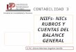 NIIFs- NICs RUBROS Y CUENTAS DEL BALANCE GENERAL C.P.C. Gloria Maritza Angeles Sevilla Facultad de Contabilidad y Finanzas CONTABILIDAD 3