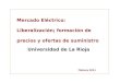 Universidad de La Rioja Régimen económico Mercado Eléctrico: Liberalización; formación de precios y ofertas de suministro Febrero 2011