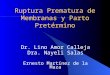 Ruptura Prematura de Membranas y Parto Pretérmino Dr. Lino Amor Calleja Dra. Nayeli Salas Ernesto Martínez de la Maza