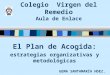 Colegio Virgen del Remedio Aula de Enlace El Plan de Acogida: estrategias organizativas y metodológicas GEMA SANTAMARÍA HDEZ