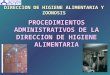 PROCEDIMIENTOS ADMINISTRATIVOS DE LA DIRECCION DE HIGIENE ALIMENTARIA DIRECCION DE HIGIENE ALIMENTARIA Y ZOONOSIS