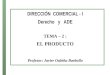 DIRECCIÓN COMERCIAL - I Derecho y ADE TEMA – 2 : EL PRODUCTO Profesor: Javier Oubiña Barbolla