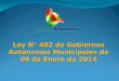 Ley N° 482 de Gobiernos Autónomos Municipales del 9 de enero de 2014