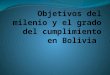 Objetivos del milenio y el grado del cumplimiento en Bolivia