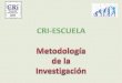 Metodología de la investigación Sesión 11 de mayo