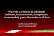 Crimenes de Odio en el Perú - 2009 Fuente: Movimiento Homosexual de Lima. Elaboración: Organizaciones LTGB