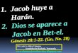 CONF. 1. JACOB HUYE A HARAN. 2. DIOS SE APARECE A JACOB EN BET-EL. GÉNESIS 28:1-22. (Gn. No. 28)
