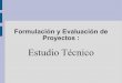 Formulacion y evaluacion de proyectos.estudio tecnico