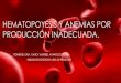 Hematopoyesis y anemia por producción inadecuada en pediatria