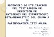 (2012-05-15) PROTOCOLO DE UTILIZACIÓN DEL TEST RÁPIDO DE DETECCIÓN DE ANTIGENOS DEL ESTREPTOCOCO.ppt