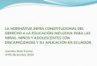Derecho de niñez y y adolescencia con discapacidades a educación inclusiva en ecuador