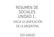 Hacia La Unificacion de La Argentina. Resumen