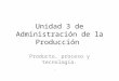 Unidad III. Producto, proceso y tecnología