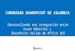 COMUNIDAD SHAREPOINT DE COLOMBIA Desarrollando una integración entre Azure Websites y SharePoint Online de Office 365
