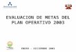 EVALUACION DE METAS DEL PLAN OPERATIVO 2003 ENERO - DICIEMBRE 2003