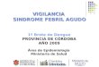 VIGILANCIA SINDROME FEBRIL AGUDO 1º Brote de Dengue PROVINCIA DE CÓRDOBA AÑO 2009 Área de Epidemiología Ministerio de Salud