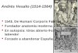 Andrés Vesalio (1514-1564) 1543, De Humani Corporis Fabrica Fundador anatomía moderna En autopsia: tórax abierto  corazón latiendo! Forzado a abandonar