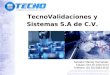 TecnoValidaciones y Sistemas S.A de C.V. Salvador Macías Hernández Celular: 044 55 2325 5213 Teléfono: (01 55) 6383 4518 ventas@tecnovalidaciones.com 