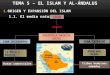 TEMA 5 – EL ISLAM Y AL-ÁNDALUS 1.ORIGEN Y EXPANSIÓN DEL ISLAM 1.1. El medio natural ISLAM PENÍNSULA ARÁBIGA (ASIA) ORIGEN ZONA OCCIDENTAL ZONA INTERIOR
