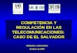 COMPETENCIA Y REGULACIÓN EN LAS TELECOMUNICACIONES: CASO DE EL SALVADOR VERSIÓN A DISCUSIÓN Octubre 11-2005